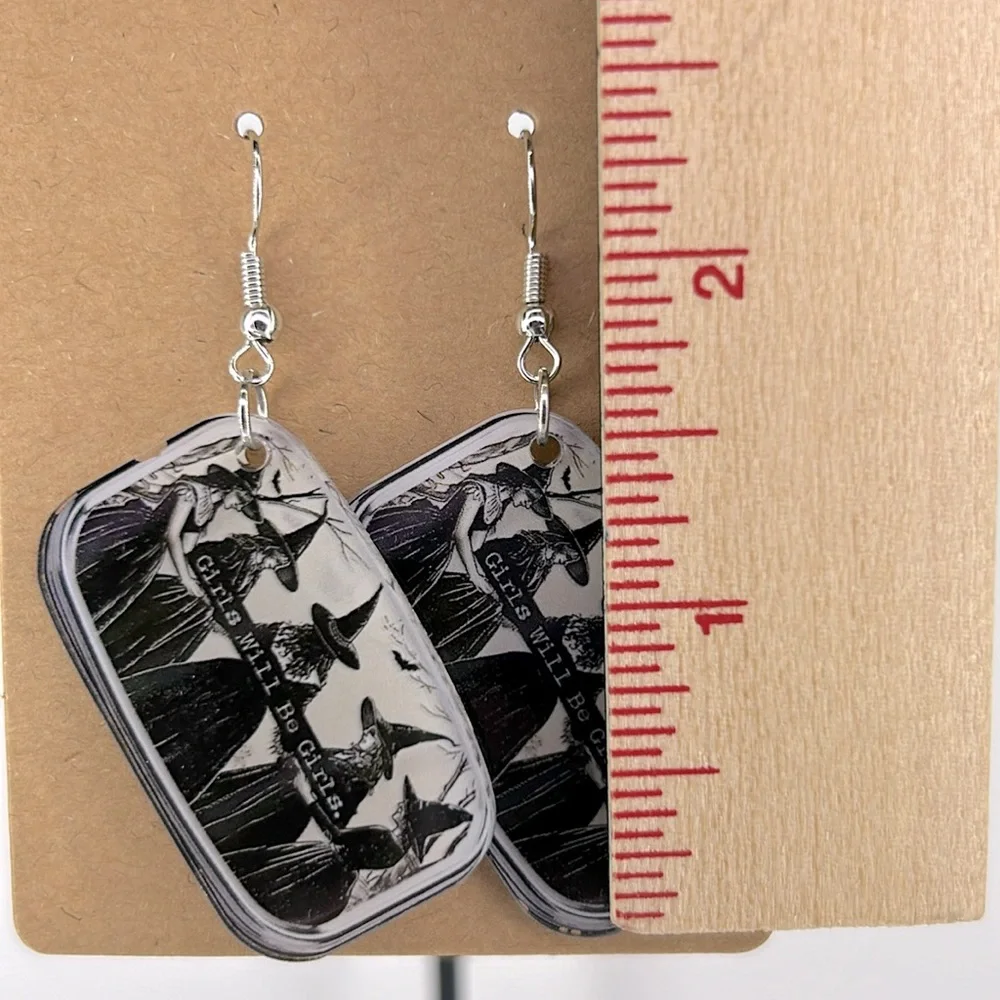 2D Chic Witch “Girls Will Be Girls” Acrylic Earrings Fashion Jewelry - Picture 2 of 4